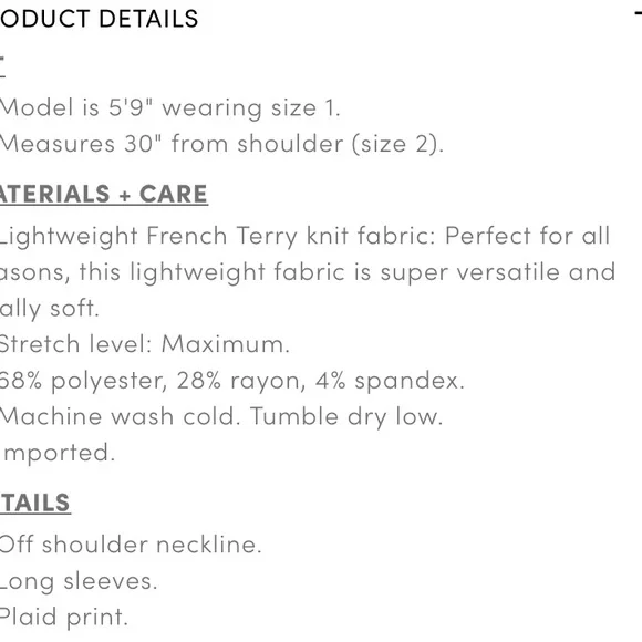 NWT Torrid Red Plaid Off-Shoulder French Terry Top – Size 1 - Picture 6 of 6